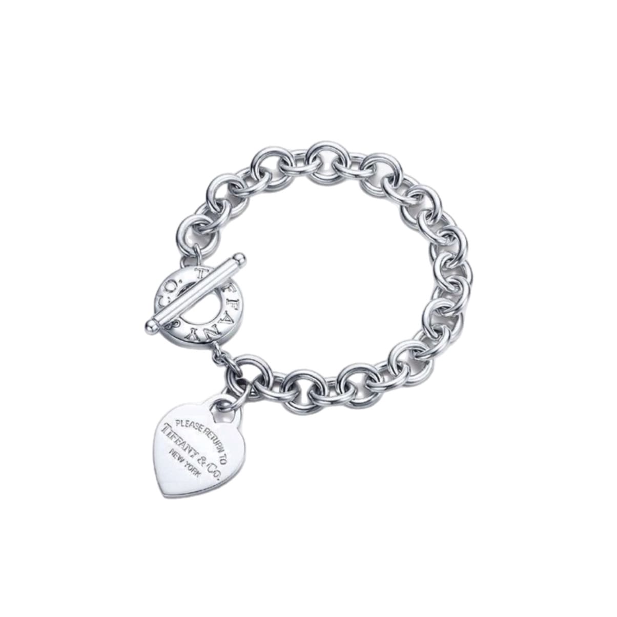 PULSERA CON PASADOR Y PLACA ESTILO CORAZON SILVER