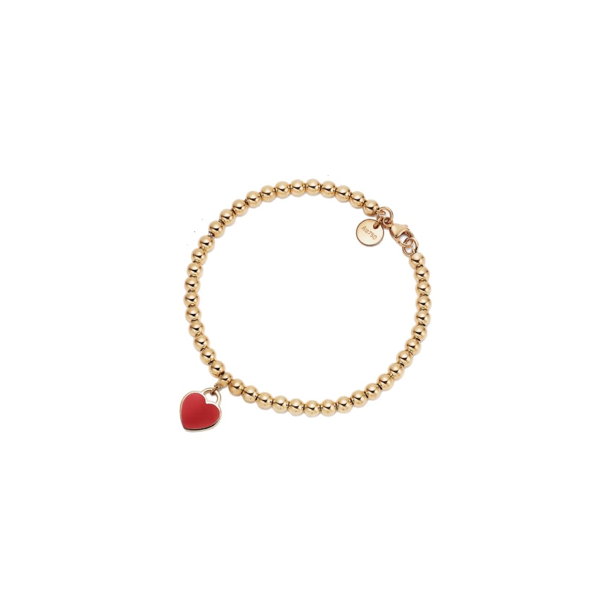 PULSERA DE CUENTAS GOLD CON INSIGNIA DE CORAZÓN RED