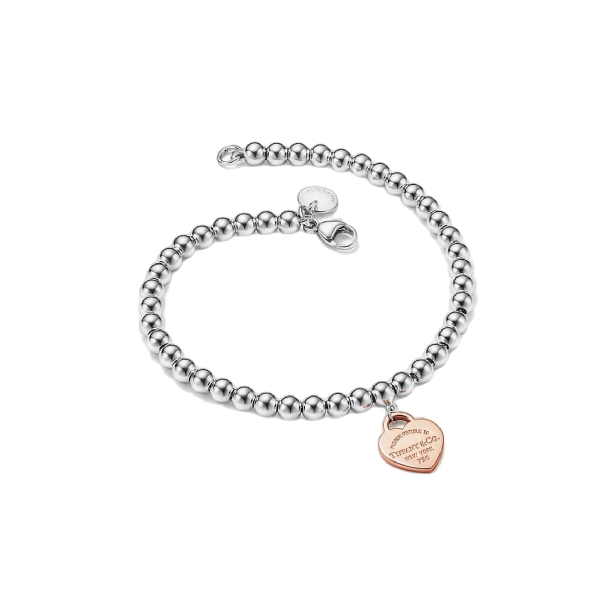 PULSERA DE CUENTAS CON INSIGNIA DE CORAZÓN ROSE GOLD